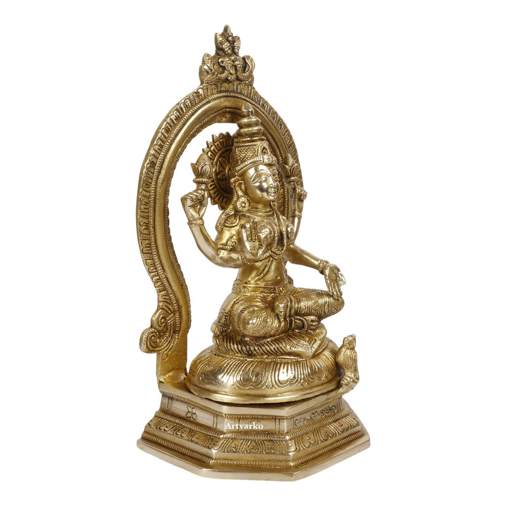 ARTVARKO Brass Maa Lakshmi Sitting for Home Office Maha Laxmi Murti Dhan Devi of Prosperity Wealth Fortune Gold Color 11.5 Inch