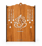 EXPRO Wooden Pooja Mandir for Home with Door | Engineered Wood Home Temple with Storage Space | Wall Mounted Temple for Office & Living Room | DIY Mandap with OM & Ganeshji Design (Brown | Design 1)