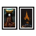 VIBECRAFTS Shwedagon Pagoda Premium Frame Painting of 2 Pieces For Office Digital Reprint Posters with Synthetic Wooden Frame Home, Office Decorative Gift Item(25 inch x 18 inch)(PFVC2Pcs2_902)