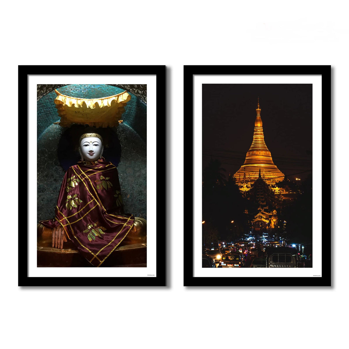 VIBECRAFTS Shwedagon Pagoda Premium Frame Painting of 2 Pieces For Office Digital Reprint Posters with Synthetic Wooden Frame Home, Office Decorative Gift Item(25 inch x 18 inch)(PFVC2Pcs2_902)