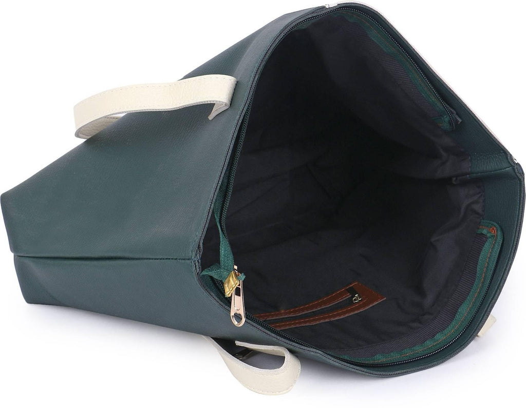 Nexeura Women’s Stylish Handbag | Premium PU Leather Tote Bag for Women | Large Capacity Shoulder Bag for Office, College & Daily Use (GREEN.WHITE)