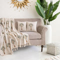 DMAASA 100% Cotton Jute Palm Tree Sofa Throw 127x178 cm with 2pcs Cushion Cover 40x40 cm - Beige (1 Sofa Throw with 2 Cushion Covers) Kafalo