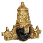 ARTVARKO Brass Lord Tirupati Balaji Lord Sri Venkateswara Balaji Face with Shankh Chakra Namah Wall Hanging Idol Showpiece Black Gold, 13 Inch 4 Kg.