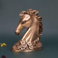 ARTVARKO Brass Victory Horse Head on Coin Feng Shui Animal for Career Success Growth Decor Gift Showpiece (15x8x18 cm)