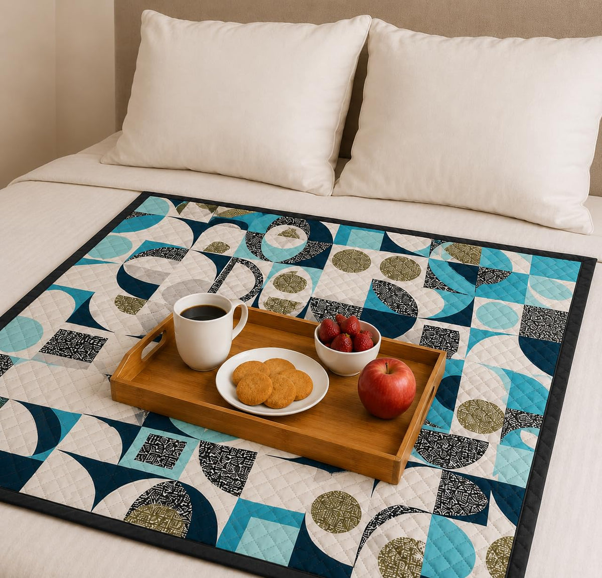 Homerz Premium Reversible Bed Server | 30x30 Inch Quilted Waterproof Fabric | Foldable Dining Mat for Bed, Sofa & Floor Use (Paisley, 30x30) Kafalo