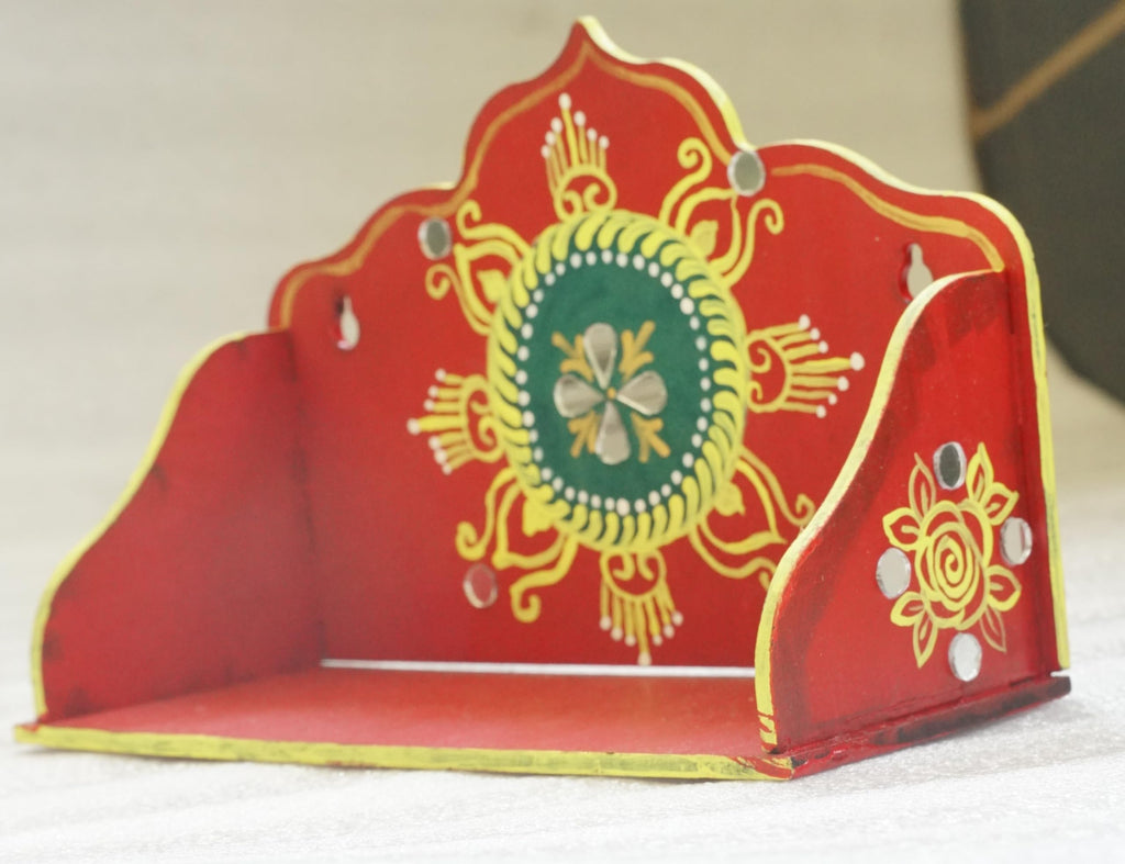 ATIVAN DECOR Singhasan for God Wall-Mounted Puja Stand Handcrafted Mandir for Home