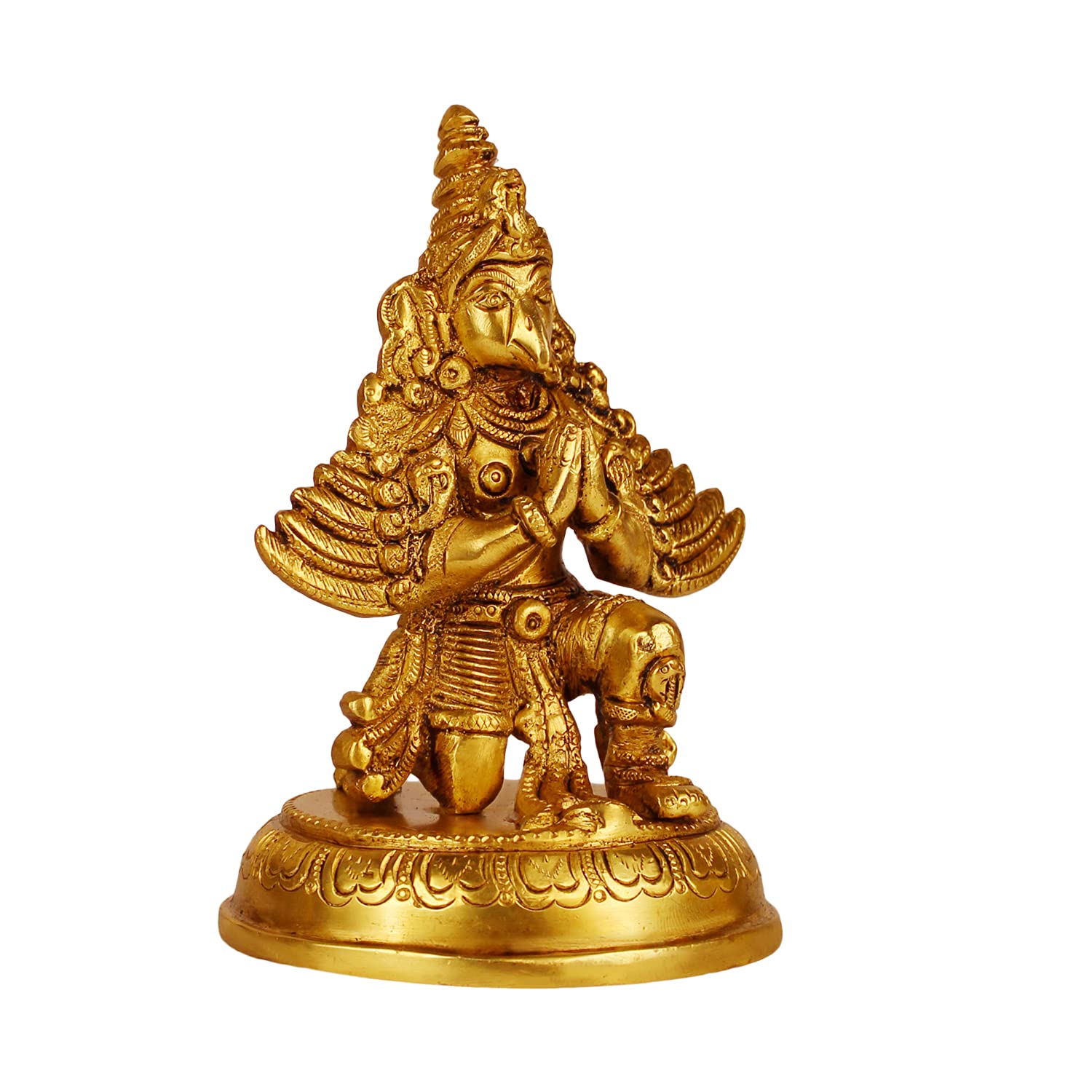 ARTVARKO Brass Garuda Idol Statue Vishnu's Vehicle Vahana Eagle for Temple Home Decor Vaastu Feng Shui Vastu Lucky Charm Gift Height 5.5 Inch