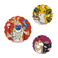 Artvibes Shrinath Ji & Cow Pichwai Art Round Shape MDF Wooden Wall Decor Items | Living Room | Handcrafted Art | Wall Poster | Aesthetic Wooden Decor | Art Print | Unique Gift (WH_8805N), Set of 3