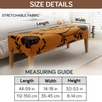 HOKIPO 'Elira Series' Polyester Blend Printed Dining Bench Cover Stretchable Slipcover, Copper Brown Floral (AR-4948-C8)