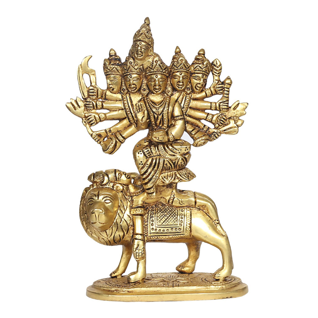 ARTVARKO Brass Kamakhya Devi Maa Durga Sherawali Statue Tripura Sundari Statue for Home Decor Puja Mandir Temple 8.5 Inch