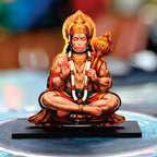 CVANU Wooden Bajrangbali Spiritual Tabletop Showpiece for Home, Office Desk, Temple, Living Room Decor, Religious Gift Item (5.6 x 6 Inch)