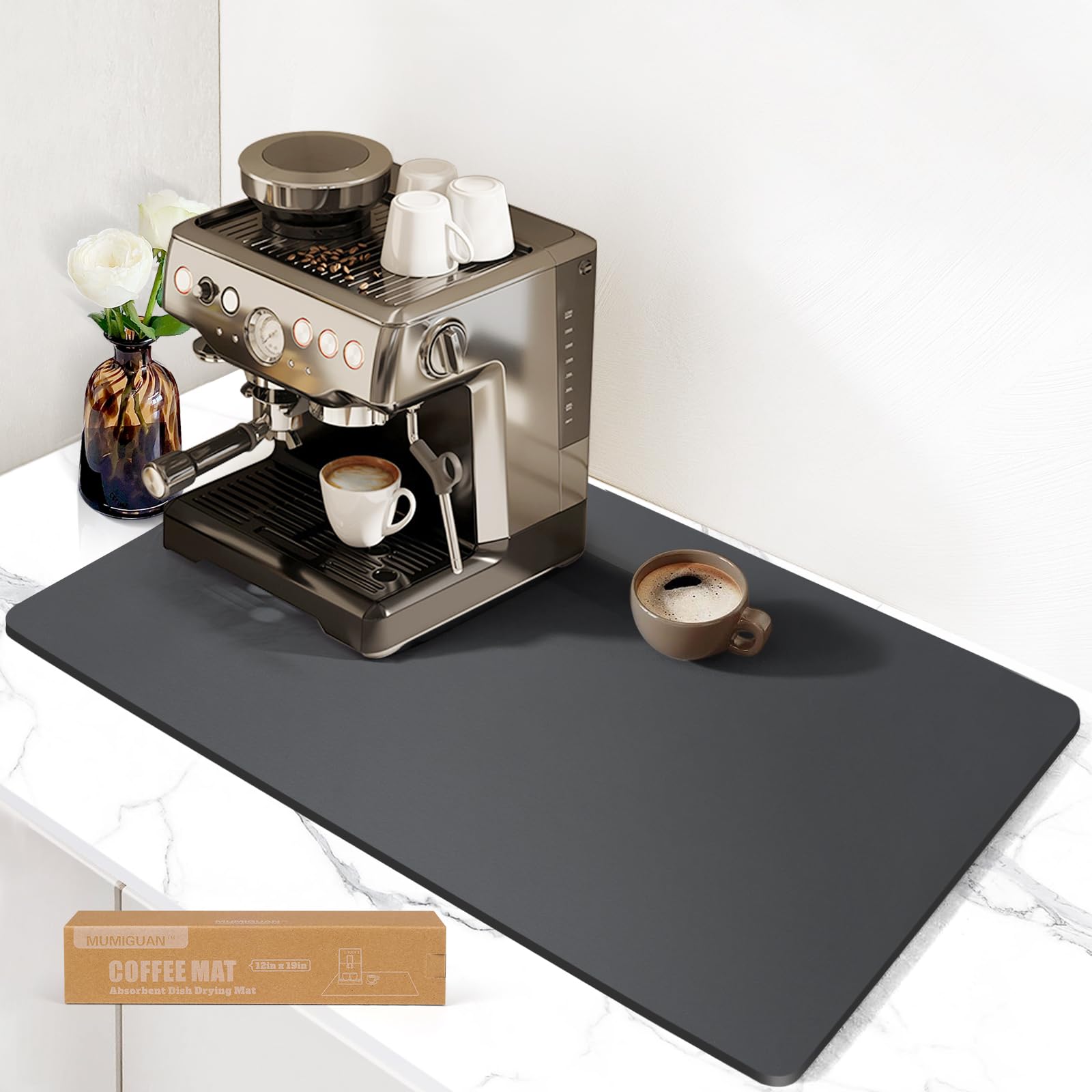 Coffee Mat | Coffee Maker Mat for Countertop(12x19'') | Anti-Slip Absorbent Dish Drying Mat for Kitchen | Suitable for Coffee Machine, Coffee Maker, Coffee Pot, Espresso Machine, Dish Rack Kafalo