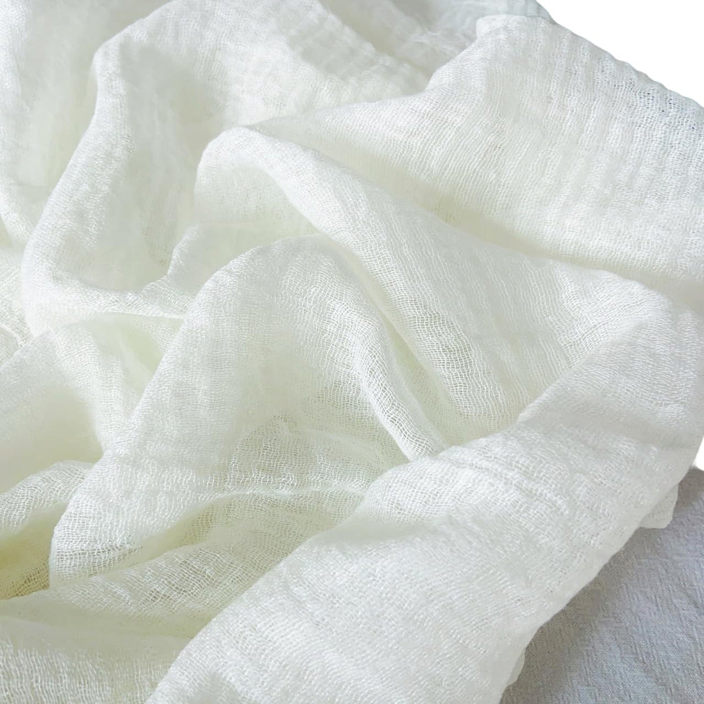CrossKulture Crinkled PolyCotton Scarf for Women - 180 x 90 cm Stole for Women | PolyCotton Scarf for Summers, Head Cover for Women | Lightweight Scarf for Women | Women Accessory (White)