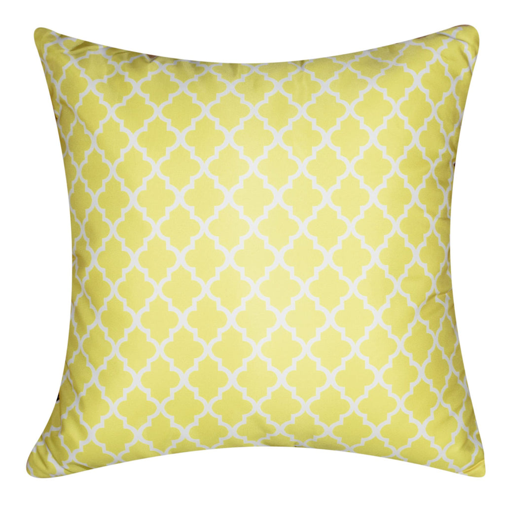 Vendola Decorative Satin Sofa Cushion Covers Set of 5, 24 Inch x 24 Inch, Sofa Pillow Cover, Yellow and White, Floral Design, Zipper Closure (Marigold, 24X24 Inches)