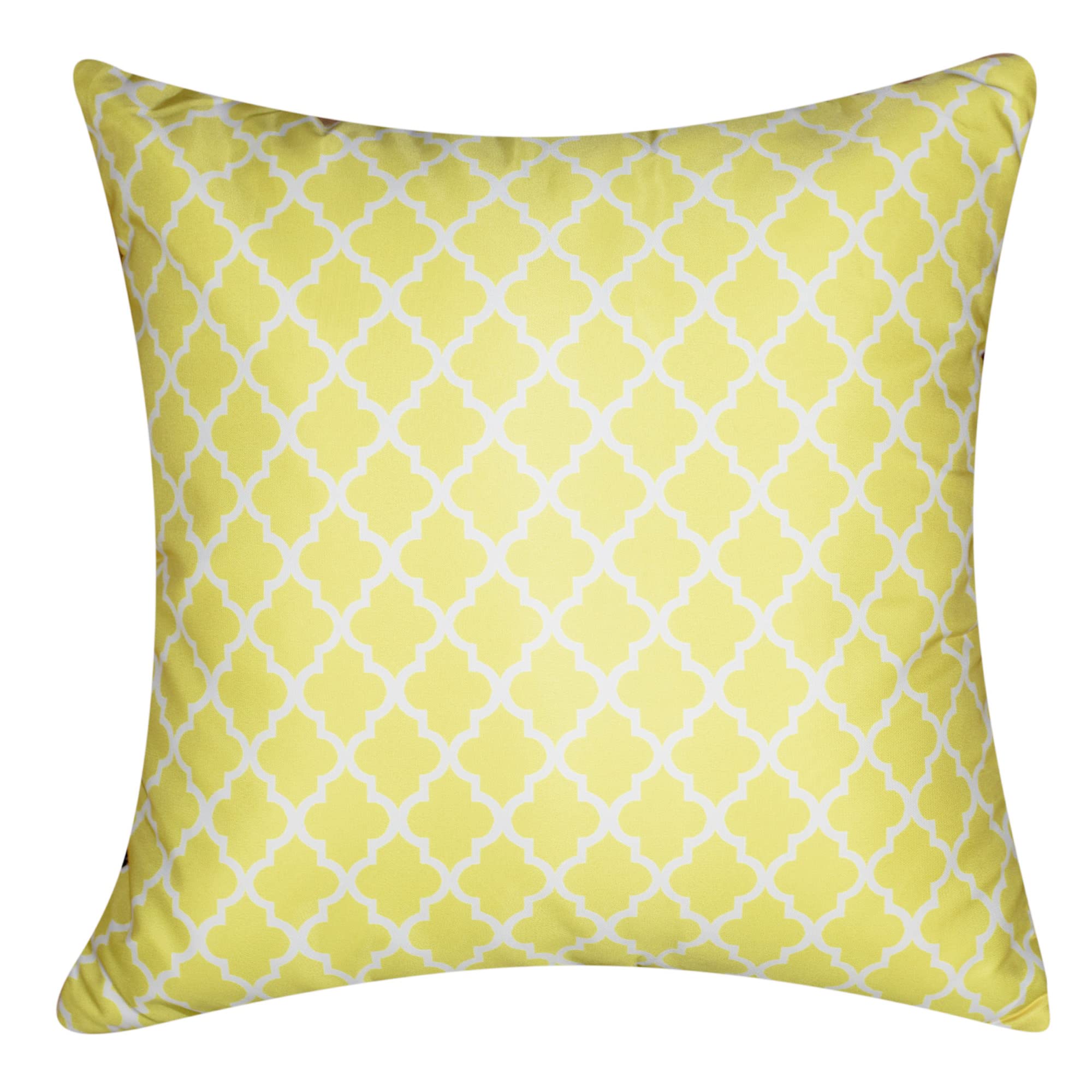 Vendola Decorative Satin Sofa Cushion Covers Set of 5, 24 Inch x 24 Inch, Sofa Pillow Cover, Yellow and White, Floral Design, Zipper Closure (Marigold, 24X24 Inches)