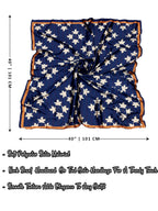 leeza store Women's Silk Scarf For Women, Midnight Navy Blue Digital Printed Maple Leaf Motif, 40X40, Elegant Lightweight Stole