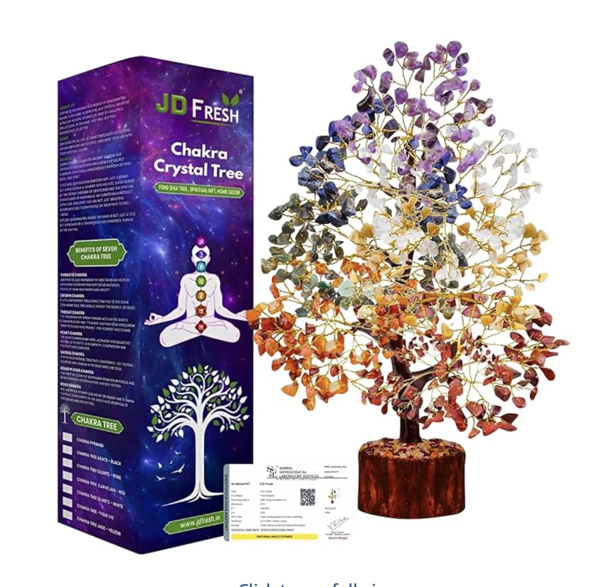 Prelly 300 Beads, 7 Chakra Crystal Tree, Showpiece Good Luck and Positive Energy, Showpiece for Living Room, Natural Healing Gemstones Money/Lucky Tree for Good Luck, Multicolor