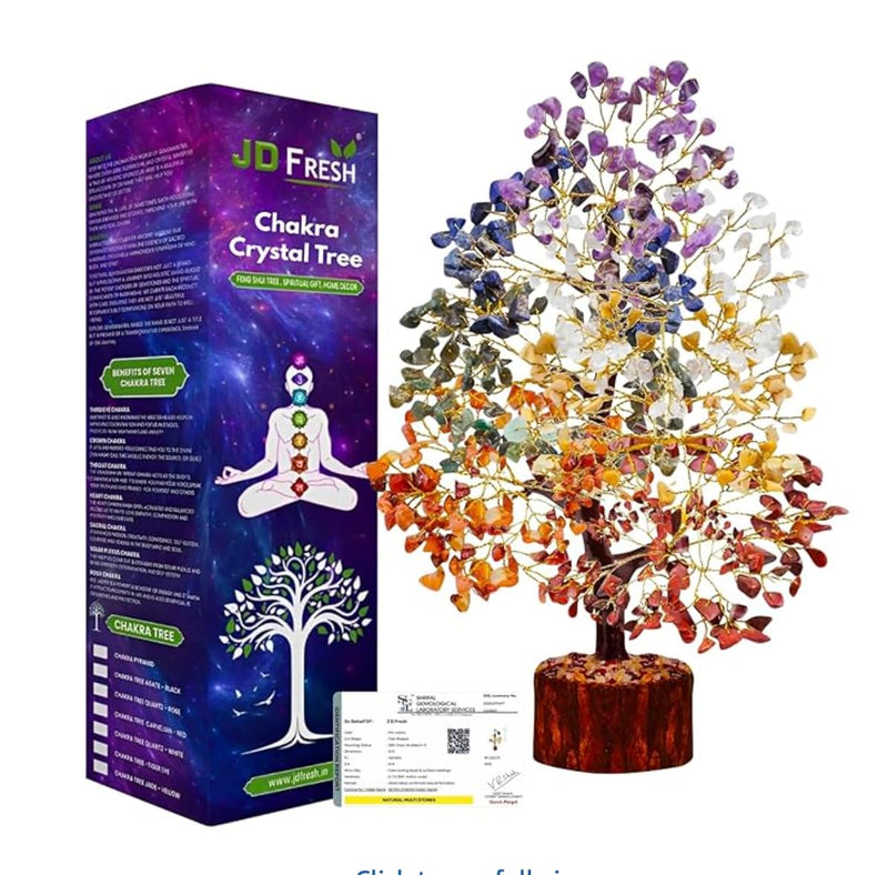 Prelly 300 Beads, 7 Chakra Crystal Tree, Showpiece Good Luck and Positive Energy, Showpiece for Living Room, Natural Healing Gemstones Money/Lucky Tree for Good Luck, Multicolor