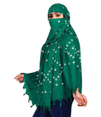 HETVIN Cotton Long Scarf Cum Mask Scarves Usable for Vehicle Driver | White Printed Design Fabric | Universal Size | Soft & Breathable Sun Protection | For Girl & Women (Light Green)