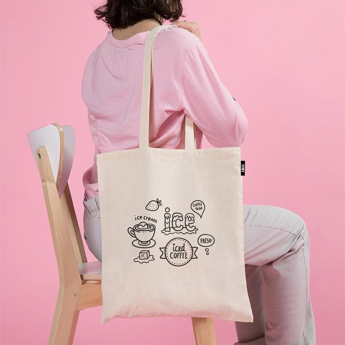 VVWV Food Theme Printed Tote Bag | 100% Organic Cotton Shopping | Grocery | Tote Bag | Women Office College Grocery,Vegetable Bags Market, Canvas Bag 15kgs Capacity (13 x 15.7 Inch)
