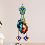 Artvibes Radha Krishna Blessings Evil Eye Wall Hanging for Entrance Door | Nazar Suraksha Decor for Home Bedroom Temple Office | Positive Energy Good Luck Decorative Gift (WH_8581N)