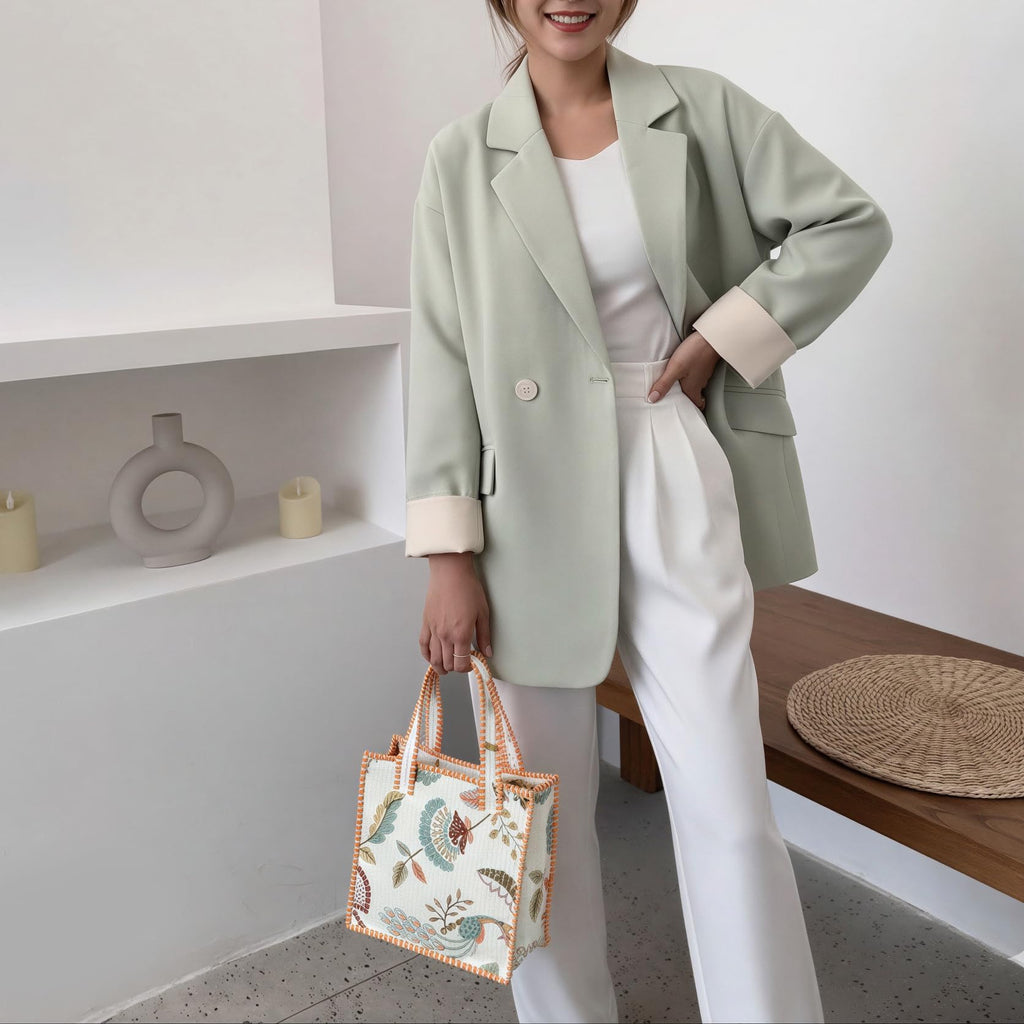 Cotton Quilted Tote Bag for Women | Lightweight Reusable Shoulder Handbag | Durable Eco-Friendly Shopping Bag | Large Capacity Travel, Office & Daily Use Carry Bag | Stylish Utility Tote (White)