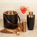 Steren Impex | Stainless Steel 4 Piece Copper (PVD Coated) Bar Set for Drink/Gift, Double Wall - Ice Bucket, Tong, Peg Measure & Cocktail Shaker