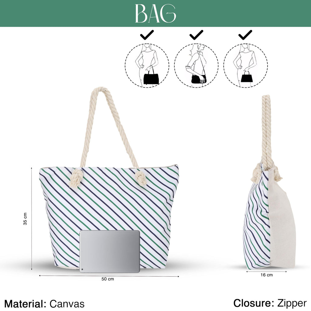 SIBY Tote Bag - Canvas Rope Handle Bag with Zipper Closure, Spacious Interior Pocket - Modern Style, Ideal for All Occasions