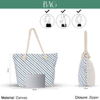 SIBY Tote Bag - Canvas Rope Handle Bag with Zipper Closure, Spacious Interior Pocket - Modern Style, Ideal for All Occasions