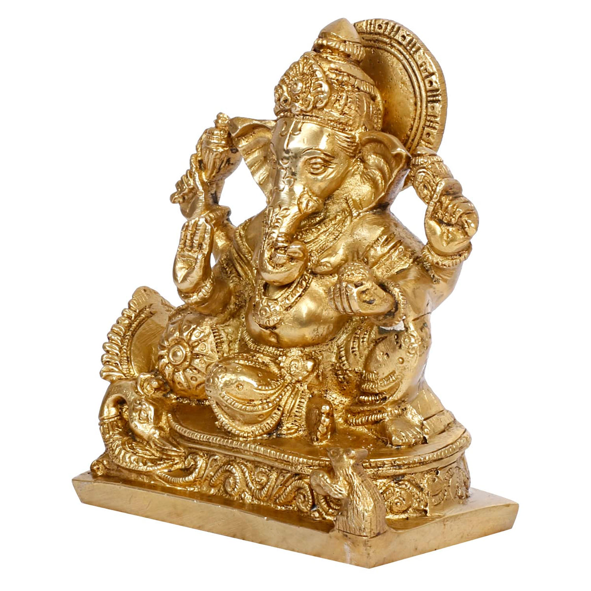 Svarup Brass Ganesh Idol Statue Elephant Murti God Ganesha Vinayak Ganpati Sitting Sculpture Bhagwan Height 5.5 Inch