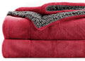 BSB HOME Polyester Micromink Summer Ac/Mild Winter/Heavy Winter Sherpa Blanket Super Soft Flannel Solid/Plain, Maroon & Grey, Size 150 X 228 Cms (Approx 4X7 Ft) (Single), 200 TC Kafalo