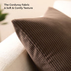 Encasa XO Corduroy Cushion Covers, No Inserts, Set of 2, Coffee