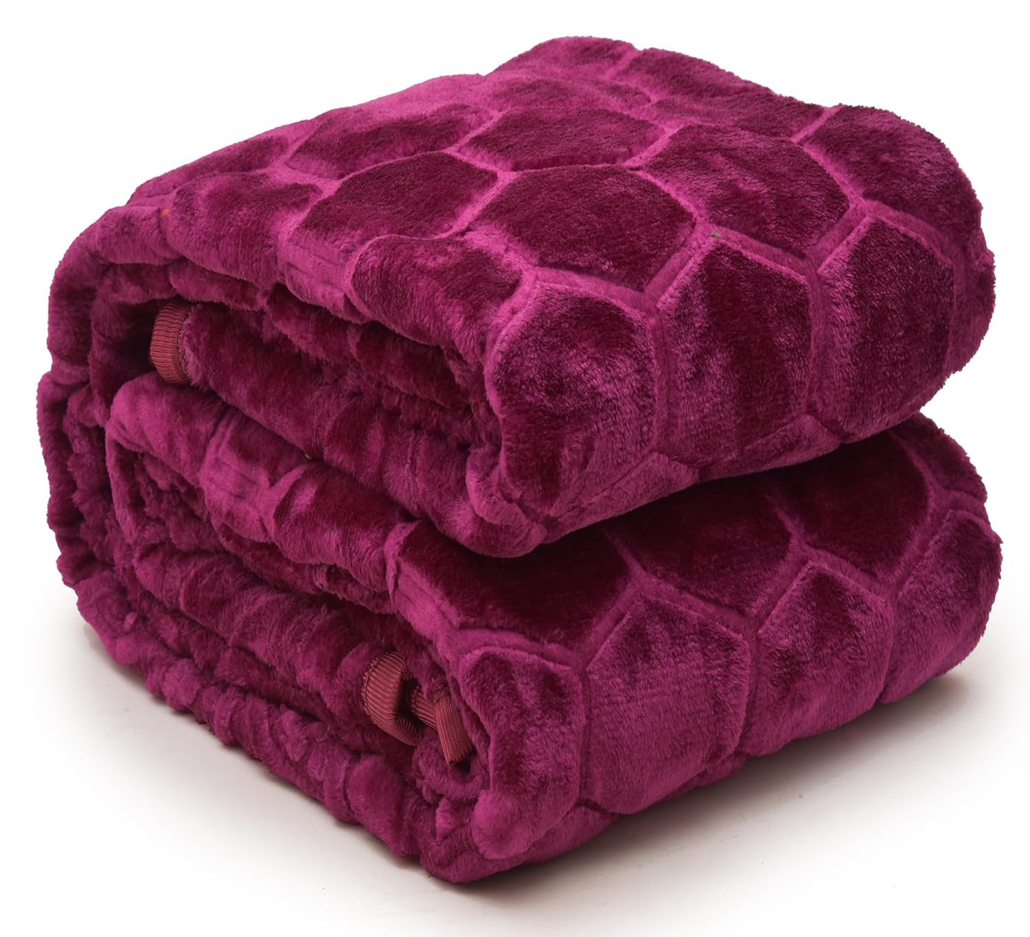 HEMAKAS CLOTHINGS Mink Floral Embossed Super Soft AC Bed Velvet for Winter Blanket (Burgundy, Single) Kafalo