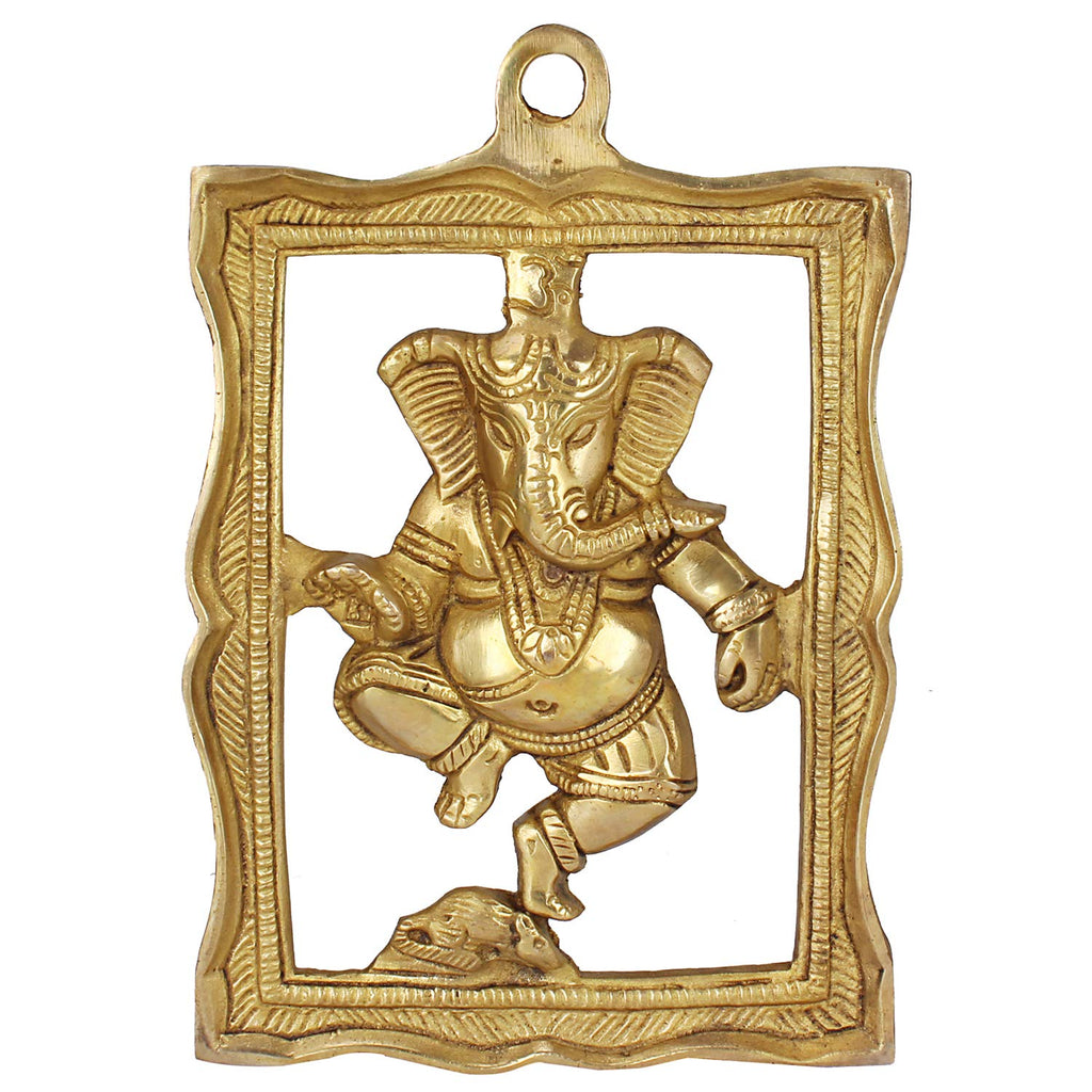 ARTVARKO Brass Ganesha Bhagwan Wall Hanging Frame for Home Decor Entrance Ganpati Gift Murti Statue Success Office Decoration Diwali Chaturthi Pooja