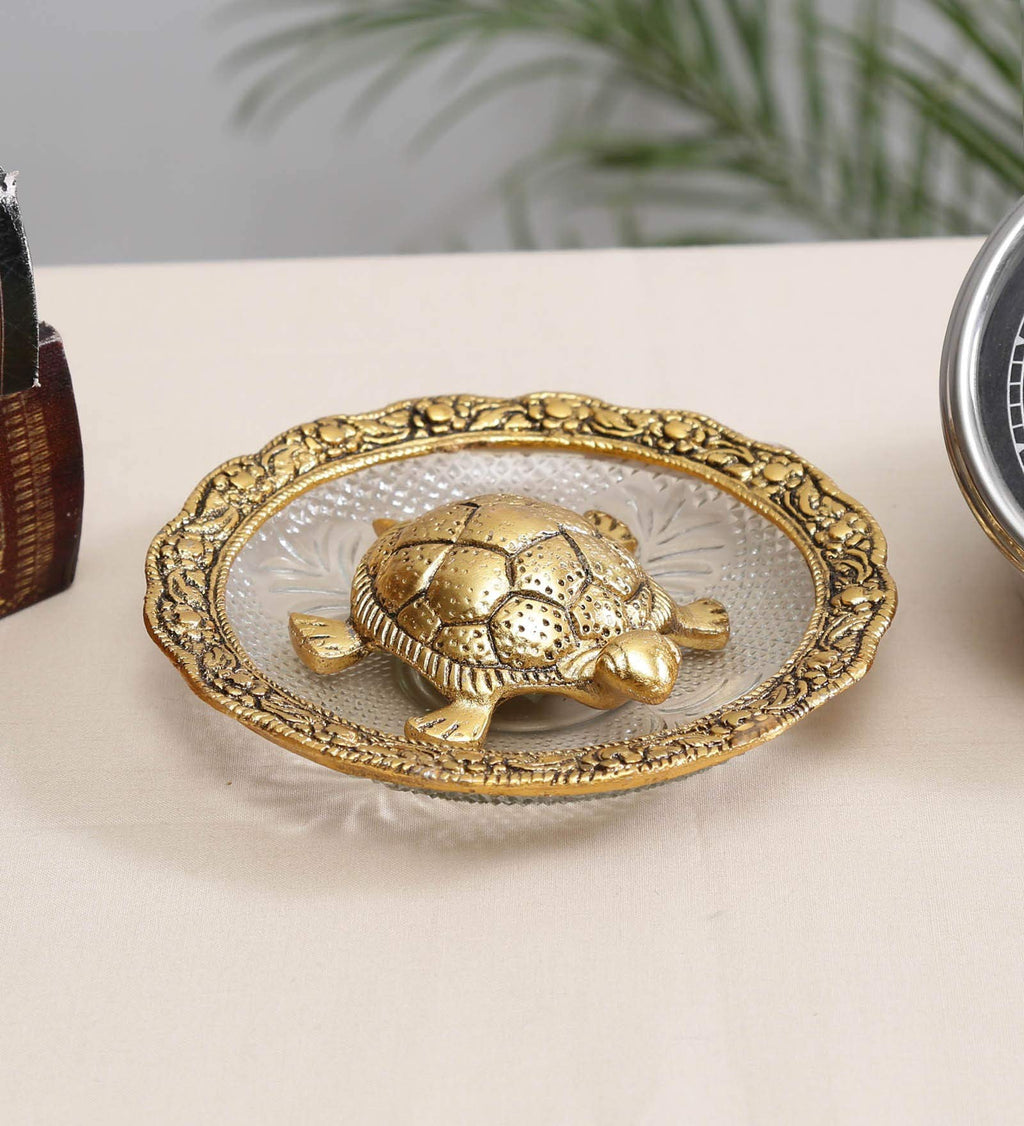 KridayKraft Kachhua (Turtle) with Glass Plate for Vastu Feng Sui,Kachua Yantra for Good Luck & Evil Eye Protection