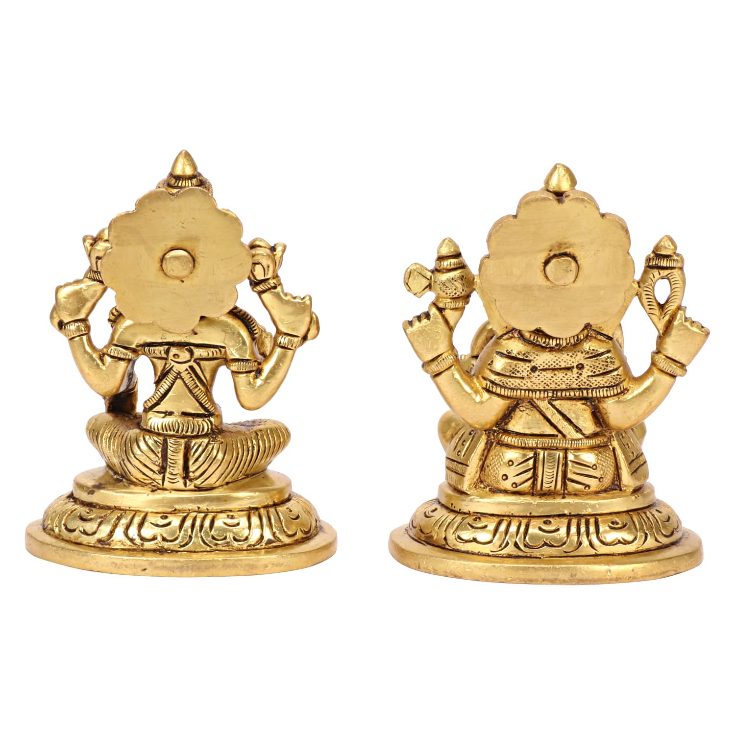 SVARUP Brass Lakshmi Ganesha Laxmi Ganesh Idol for Diwali Pooja Home Decor (Height 4 inch Gold Color)