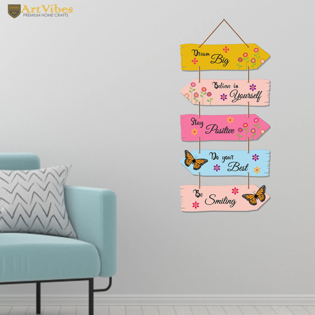 Artvibes Motivational Quotes MDF Wood Wall Hanger Ornaments | Quotes Decor Item | Motivational Wall Decor | Wall Accent | Graphic Art | Gift Items | Office Wall Decoration Items (WH_7309N)