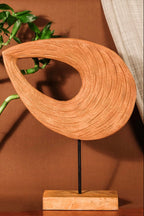 Abstract Wooden Sculpture, Teardrop Wooden Sculpture on Stand Handcrafted Art on a Metal Stand | Modern Organic Home Décor. 45 Cm Height
