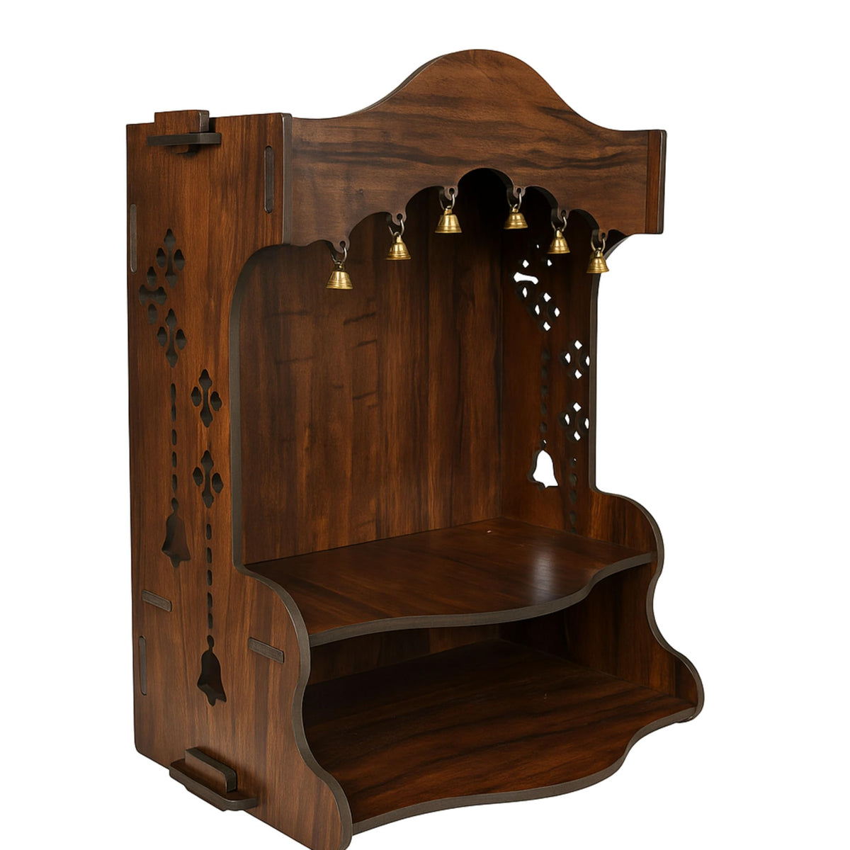 HOMEWEY DECOR Wooden Home Temple Handcrafted Support Heavy Idols Luxurious Finish Pooja Mandir for Home and Office Wall Mount for Room (Design1)