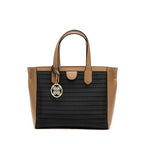 HIE Janet Tote Bag – Spacious Compartment, Woven Vegan Leather, Adjustable & Detachable Crossbody Handle, Metal Zip Closure, Inside Lining, Hanging Metal Logo – Perfect for Office & Travel Use.