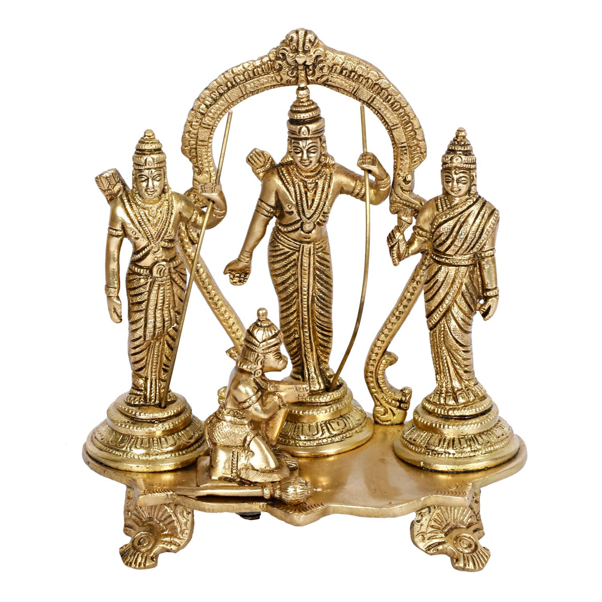 ARTVARKO Brass Ram Darbar Statue Shree Ram Ji Sita Laxman Hanuman Home Décor Puja Bhagwan Idol Murti for Mandir Temple 8 Inches