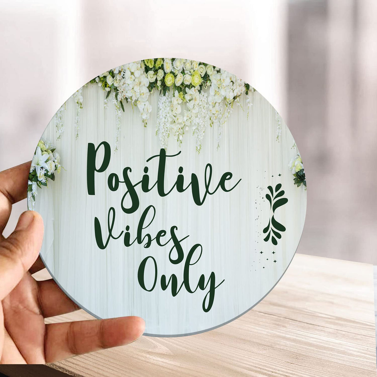 Artvibes Wooden Showpiece Idols and Figurines for Home and Office Decor|Stylish Quotes Positive Vibes Only for Table|Desk|Livingroom|Modern Art Design|Motivational Show Piece (SP_1215)