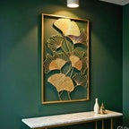 DSH CRAFTING YOUR CURIOSITY Gold Metal Wall Decor Leaf Wall Hanging Sculpture For Living Room Bedroom Office Restaurant. (iWART-36-OSLO)