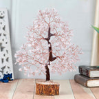 JINALI GEMS Crystal Tree for Positive Energy - Feng Shui Seven Chakra Tree of Life Decor - Home Decorations for Living Room, 200 Beads, 8-10 (Rose Quartz (Copper Wire))