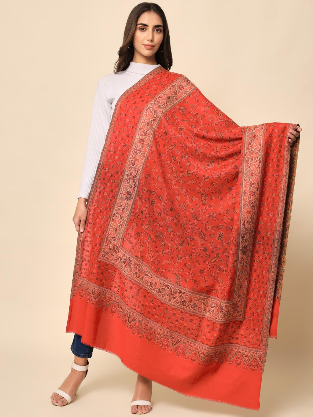 Pashmoda Women Khwaab Woven Design Jamawar Shawl (Size 101X203 CM)