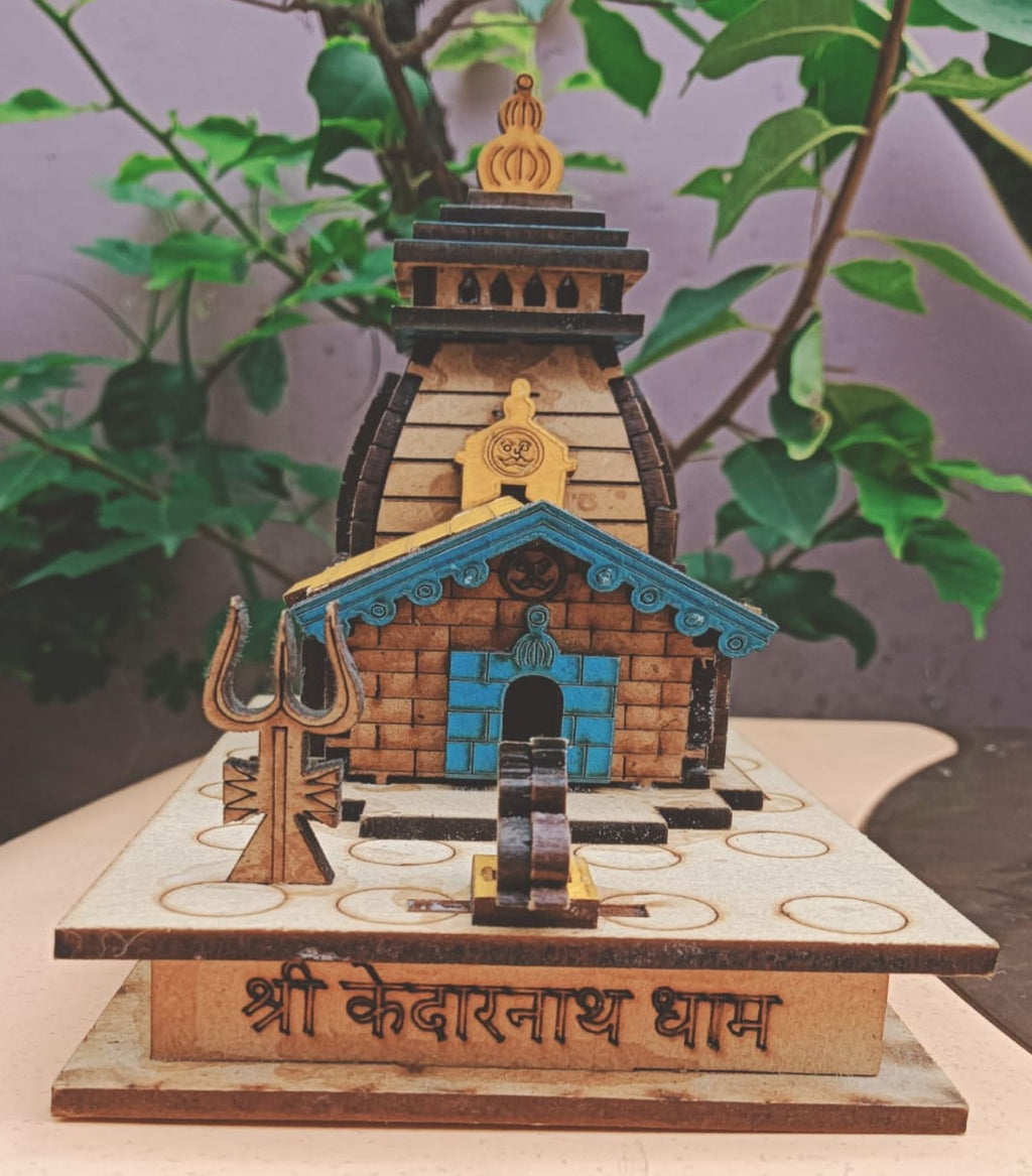 ANI DIVINE Shri Kedarnath Dham Colored Temple Mandir Small with Nandi, Trishul Attached 3D Handmade Temple Home,Temple, cardashboard,Gift