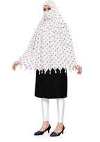 Sclout Soft Cotton Breathable Sun Protection Scarf Dupatta Usable for vehicle Driver | White Printed Design Stoles | Universal Size | For Girl & Women | Light Weight (Scarf - Dot)