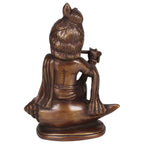 ARTVARKO Brass Krishna Statue Idol Sitting On Conch Shankh with Flute for Blessing Home Decor Pooja Mandir Height 8 Inch