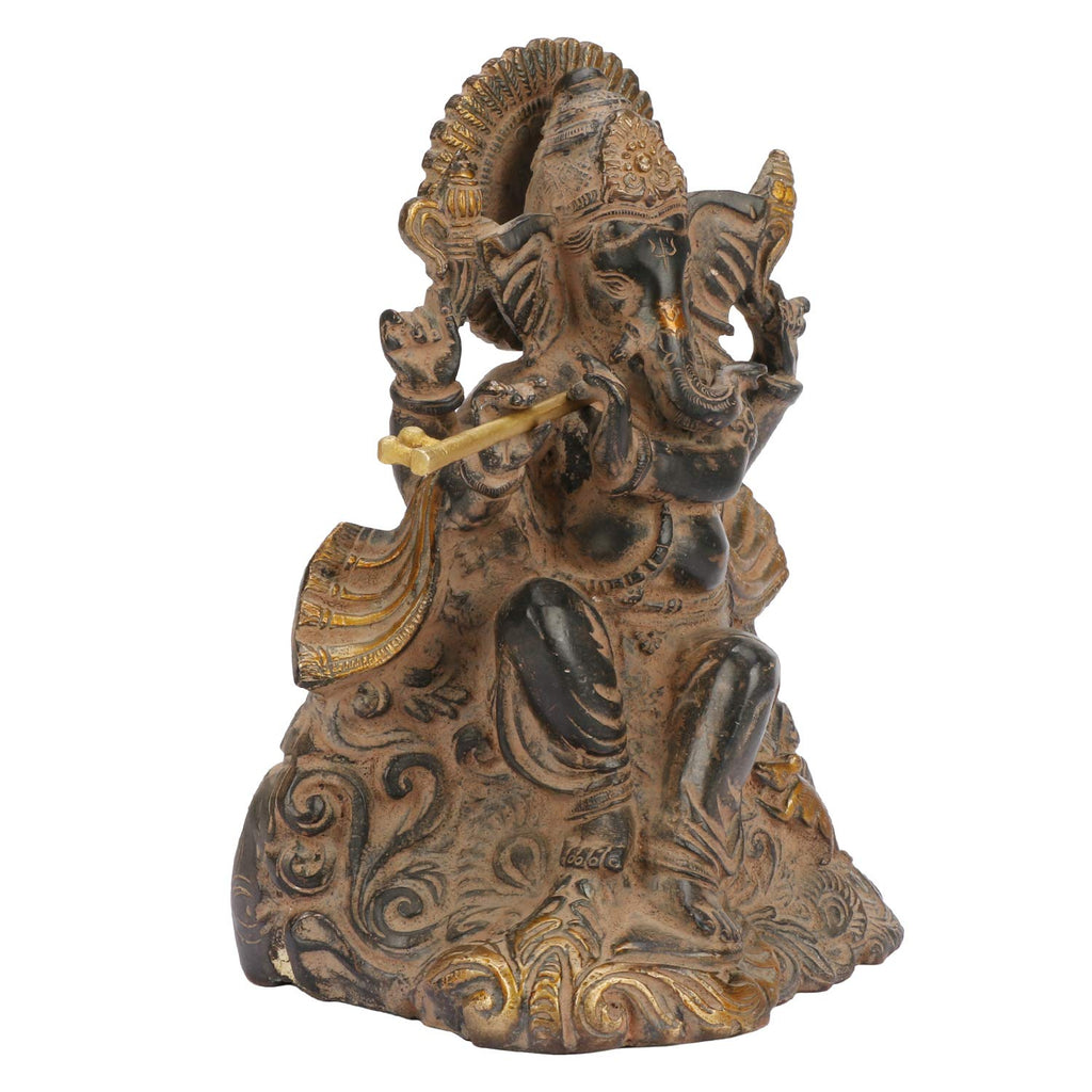 ARTVARKO Brass Ganesh Bhagwan Murti on Carved Singhasan 8 Inch