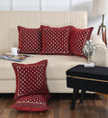 DECOMIZER Jacquard Geomteric Cushion Covers 24 Inch X 24 Inch Set Of 5 Ethnic Motifs 240 TC Cushion Covers,Design- Star,Color- Maroon